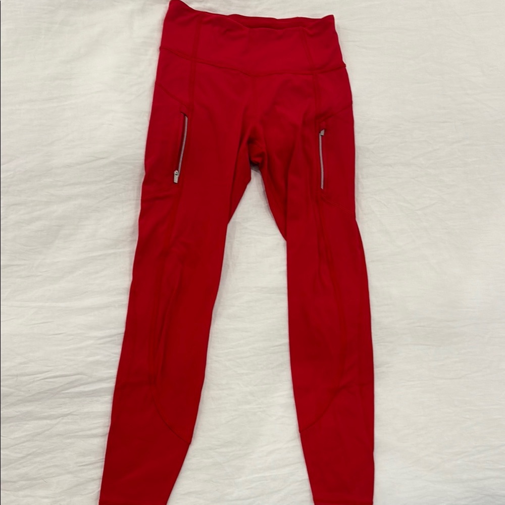 Athleta Red High-Waisted Leggings
